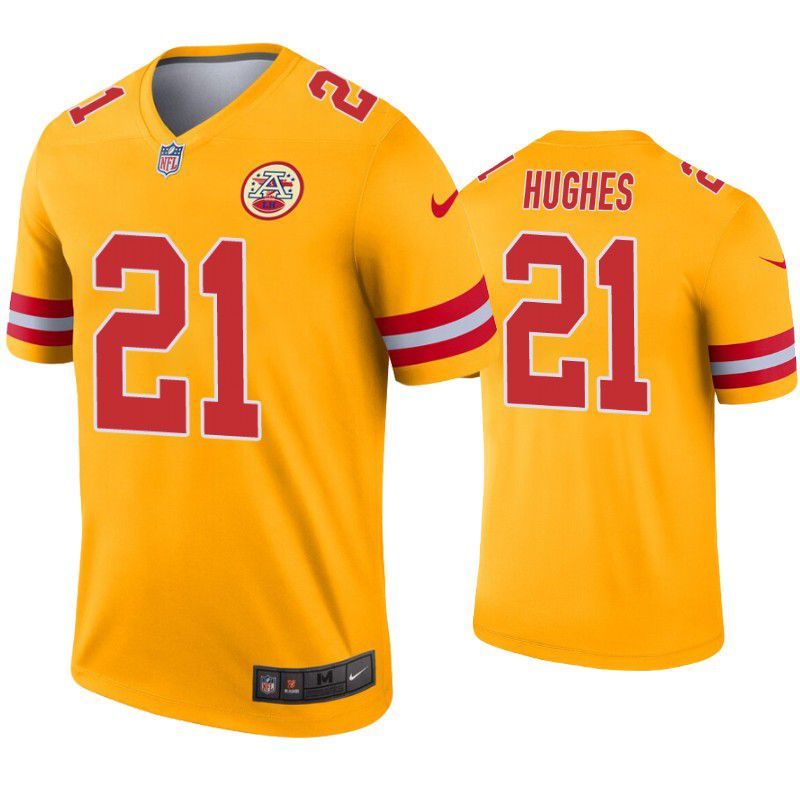 Men Kansas City Chiefs 21 Mike Hughes Nike Yellow Inverted Legend NFL Jersey